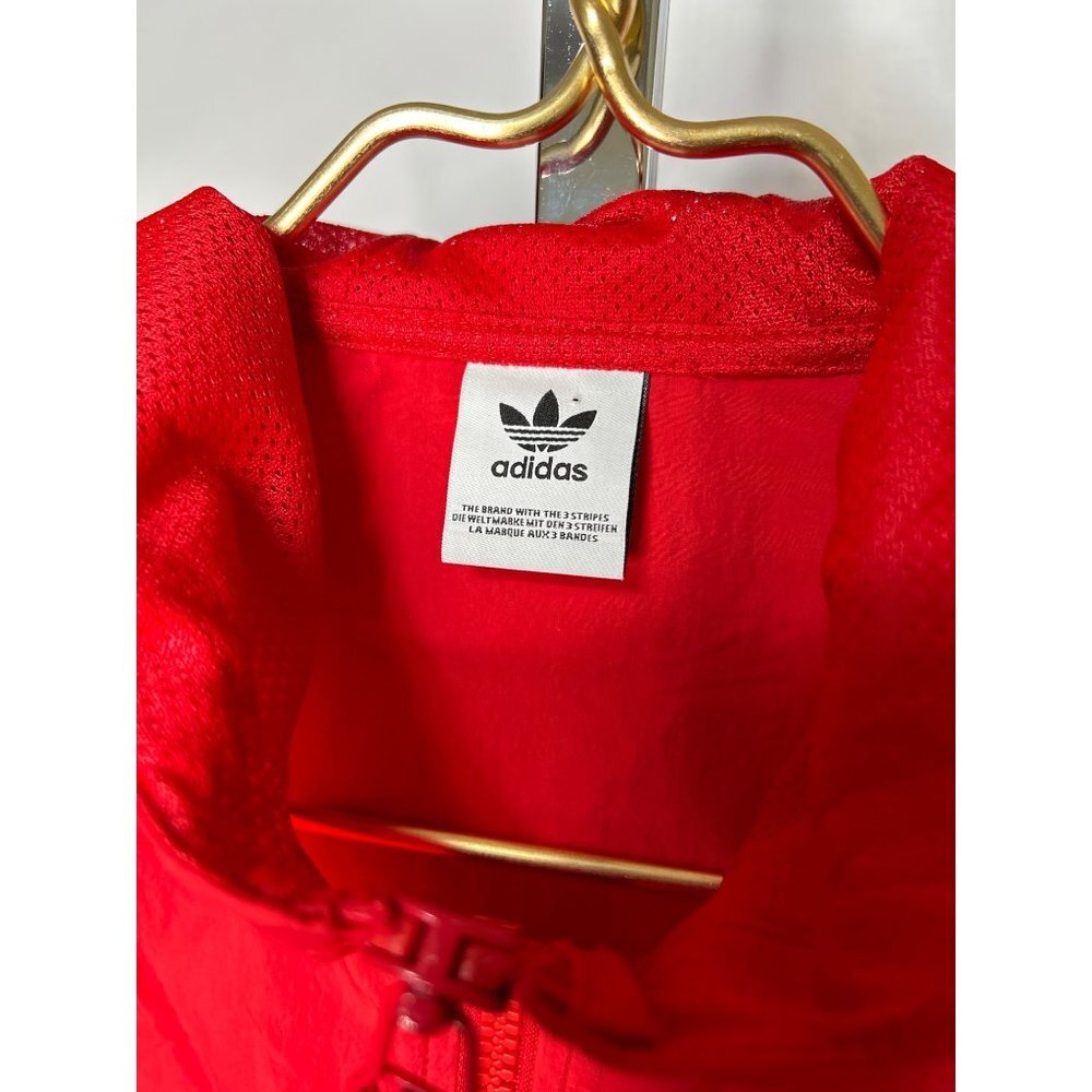 adidas Originals Cropped Pullover Windbreaker Hoodie Womens Medium 3-Stripe Rain - Picture 5 of 9